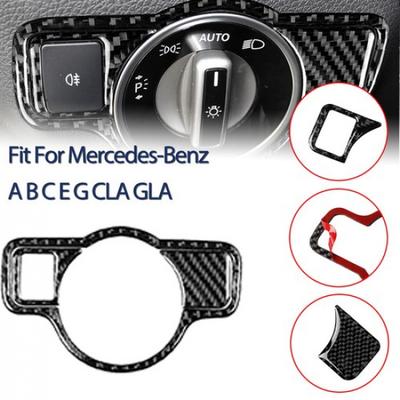 Kohlefaser Scheinwerferknopf Abdeckung Zierleiste Für Mercedes Benz CLA GLA GLE W204-W