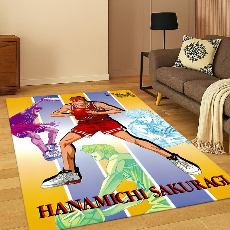 Cartoon Slam Dunk Basketball Anime Carpet Rug for Bedroom Living Room Sofa Playroom Doormat Home Decor,Kid Area Rug Non-slip