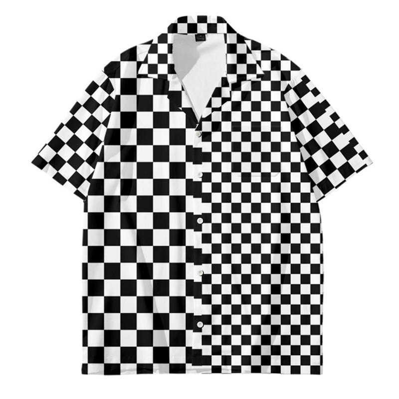 Mens Designer Clothes Black And White Dot 3d Print Shirts Summer Travel Hawaii Beach Hawaiian Harajuku