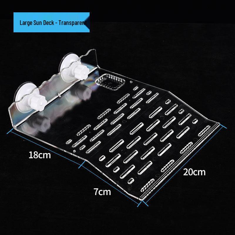 Acrylic Turtle Climbing & Sunbathing Platform with Feeding Trough - Small Size Floating Island for Tanks