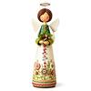 Hand-carved Decoration Vintage Floral Figurine Ornament, Hand Carved Flower Angel Statue, Decorative Figure with Wings Home Table for Living