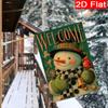 2D Flat, 2D Flat Christmas Checkered Snowman Red Robbing Mockingbird Garden Flag_4 (1)- Outdoor Garden Flag Double-sided Home Decoration Courtyard Dec