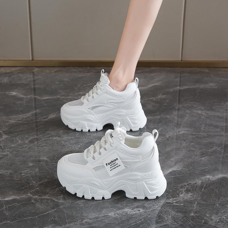 Daddy Shoes Women's 2025 New Autumn Mesh Breathable Thin Inner White Shoes Platform Sports Shoes Popular Women's Shoes