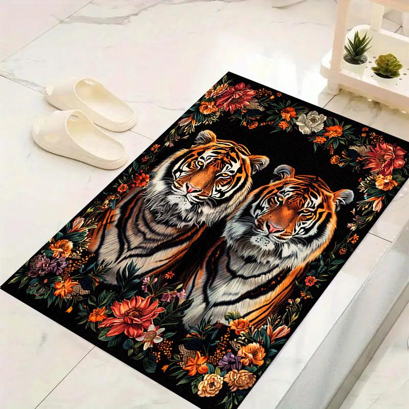 Vintage Tiger Carpet Rug for Living Room Bedroom Home Sofa Decoration,Kids play Non-slip Floor Mat