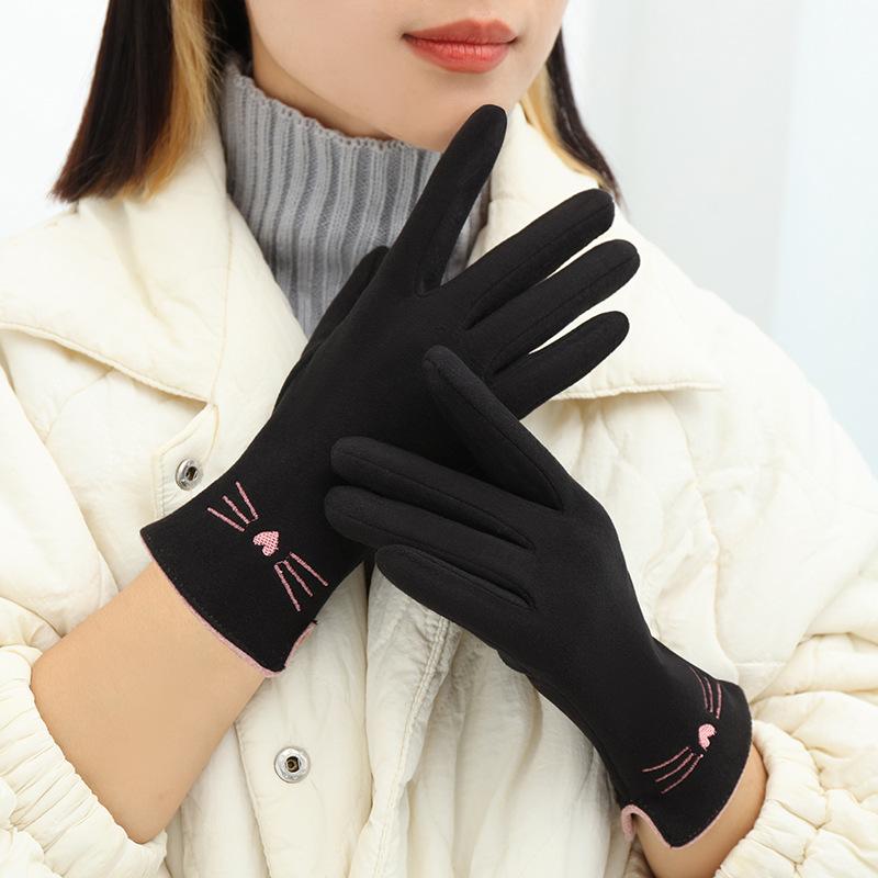 

Gloves Women s Autumn and Winter Warm Windproof and Cold Cycling Driving Touch Screen Winter Gloves one size чорний