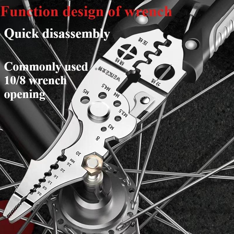 Multifunction Industrial Wire Stripper Cutter Crimper Heavy Duty Stainless Steel Electrical Pliers with Ergonomic Comfort Grip+