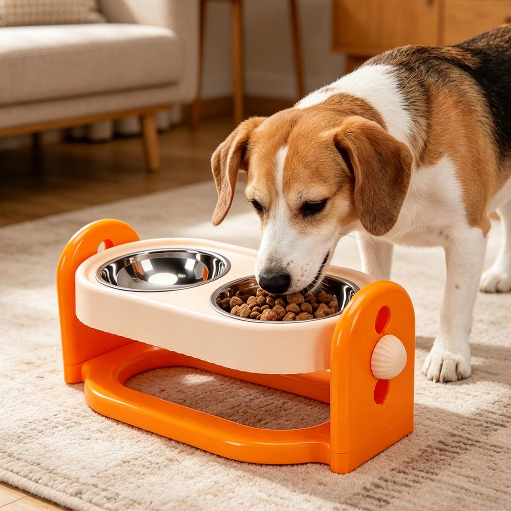 Elevated Cat Bowl with Stainless Steel Double Bowls Anti Spill Raised Pet Food Bowl for Cats Dogs