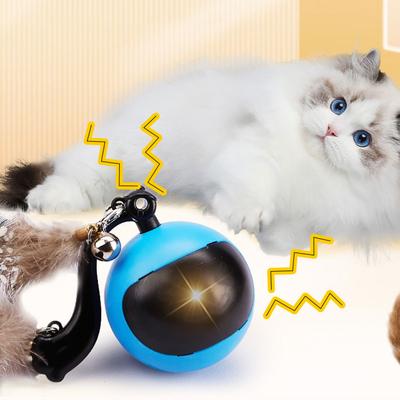 Cat Interactive Ball with Feather Tails & Sound Smart Pet Cat Toys Automatic Rolling Magic Ball Electronic Interactive Cat Toy