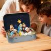 Nativity Set in Tin Box Mini 3D Small Religious Holy Figurines Holy Family Christmas Religious Decoration for Desk Shelf Office