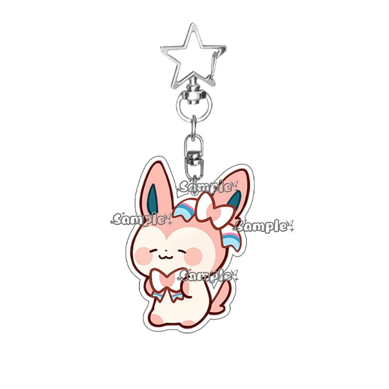 Hot Pocket Anime Leafeon Sylveon Game Acrylic Keychain Charm Umbreon Eevee Cartoon Character Pattern Key Ring Ornament Gifts Toy