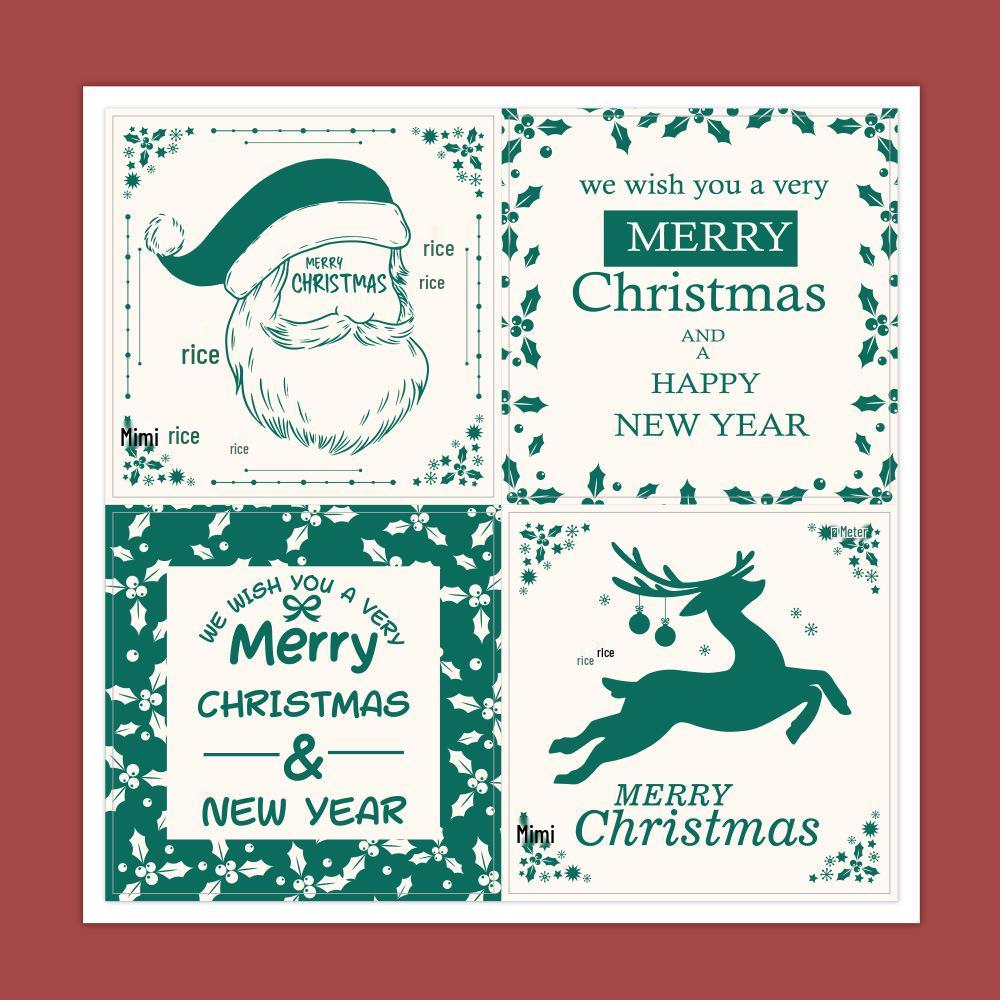 Christmas Square Sticker Gift Box Sealing Labels, Self-Adhesive Packaging Supplies