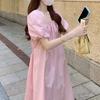 French square collar dress women's summer new design sense niche bubble short sleeve gentle wind skirt
