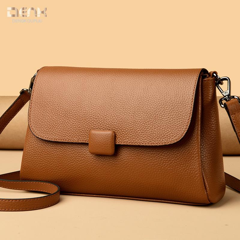 Leather women's bags, high-end sense niche trendy fashion one-shoulder messenger bags, first-layer cowhide mother bags