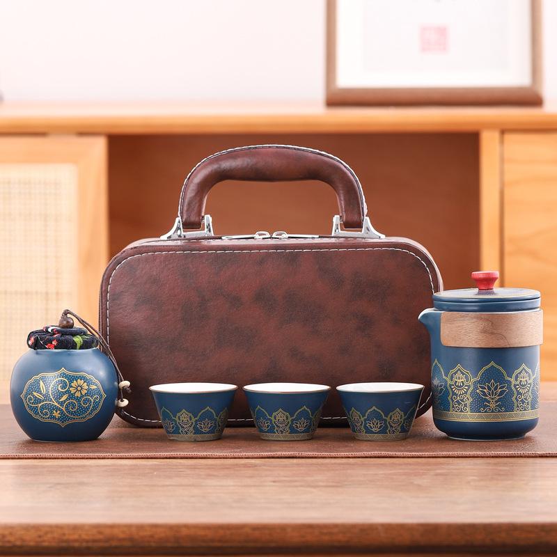 Convenient express cup, one pot, three cups, business gifts, ceramic kung fu tea set, souvenir travel tea set