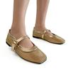 Gold Mesh Hollow Out Shoes Women Mary Jane Flats Lightweight Spring Summer Dress Party Shoes Elegant Office Lady Plus Size 43