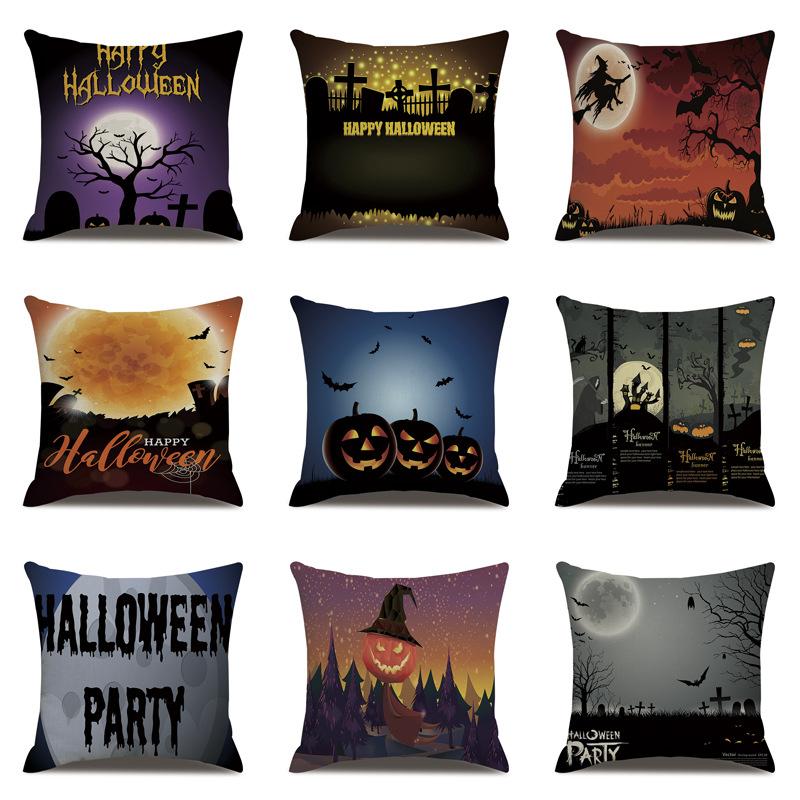 Halloween Linen Pillow Cover Printed Pillow Cover