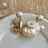Oceanic Asymmetric Earrings Crab And Conch Motifs Alloy Vacation Jewelry Versatile Festive Giftable Accessory