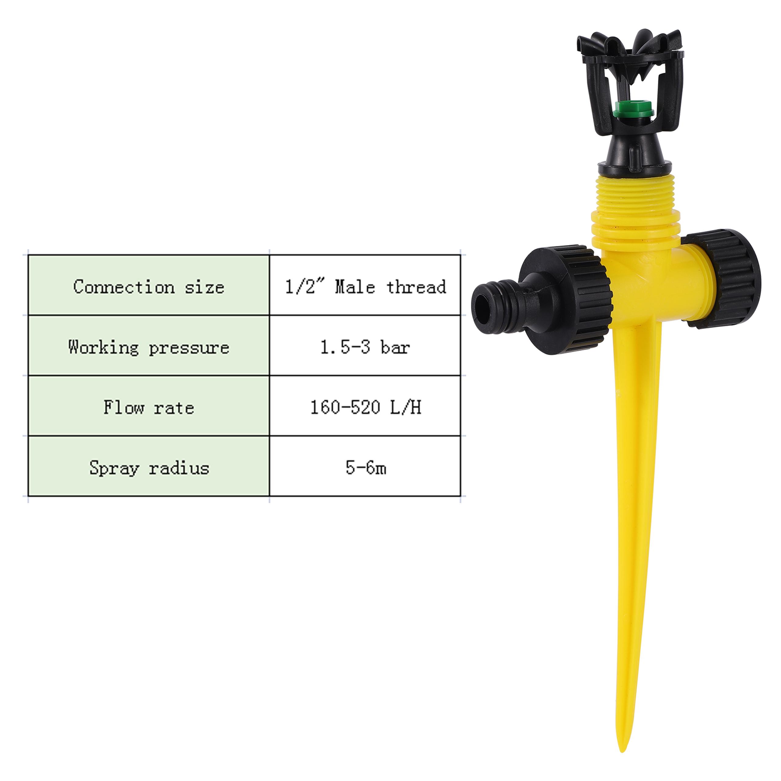 

1/2 Ground Plug Rotary Sprinkler Garden Irrigation 360 Degree Auto Rotating Nozzle Sprinkler Lawn Dual Outlet Rocker Nozzle