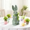 Simulated Easter Bunny Figurine Cute Decorative Glitter Bunny Figurine Colorful with Ribbon Easter Bunny Ornament Indoor Mantel