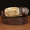 Men Eagle Buckle Cowskin Leather Belt Quality Alloy Automatic Buckle Wasitbad Strap Genuine Leather Gift Bussiness Beltbelt