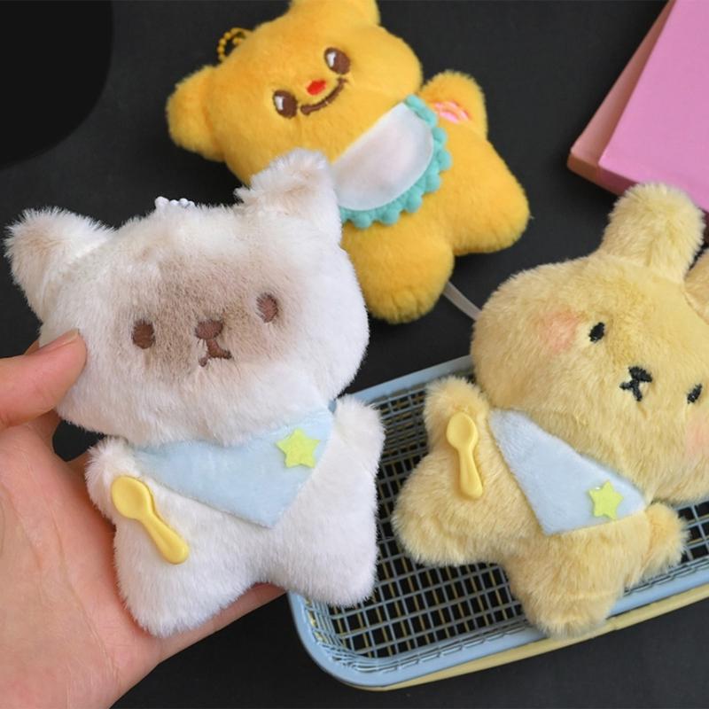 Cute Cats/Rabbit/Bear Keychain Plush Keychain Accessories for Backpacks,Bags,Purse,Phone,Car Keyring New Year Gifts