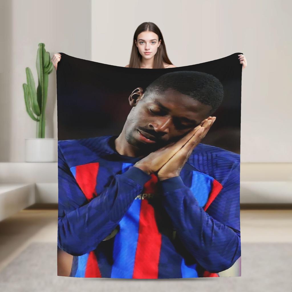 Dembele Number Blanket Fleece Football Warm Throw Blankets for Bedding Couch Bedspread