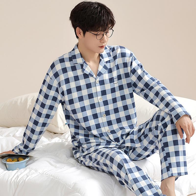 Autumn and Winter New Men's Pajamas Homewear Long-Sleeved Striped Leisure Homewear Suit Men's Spring and Fall Models Homewear