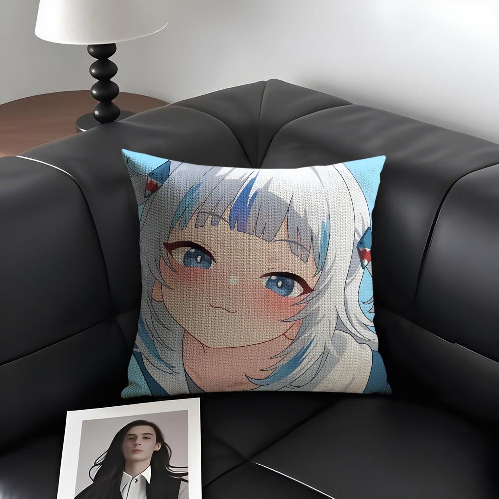 G-Gawr Guraa Anime Cushion Cover Natural Linen Organic Fabric Double-Sided Printing Sofa Home Decor Gift Pillow Case