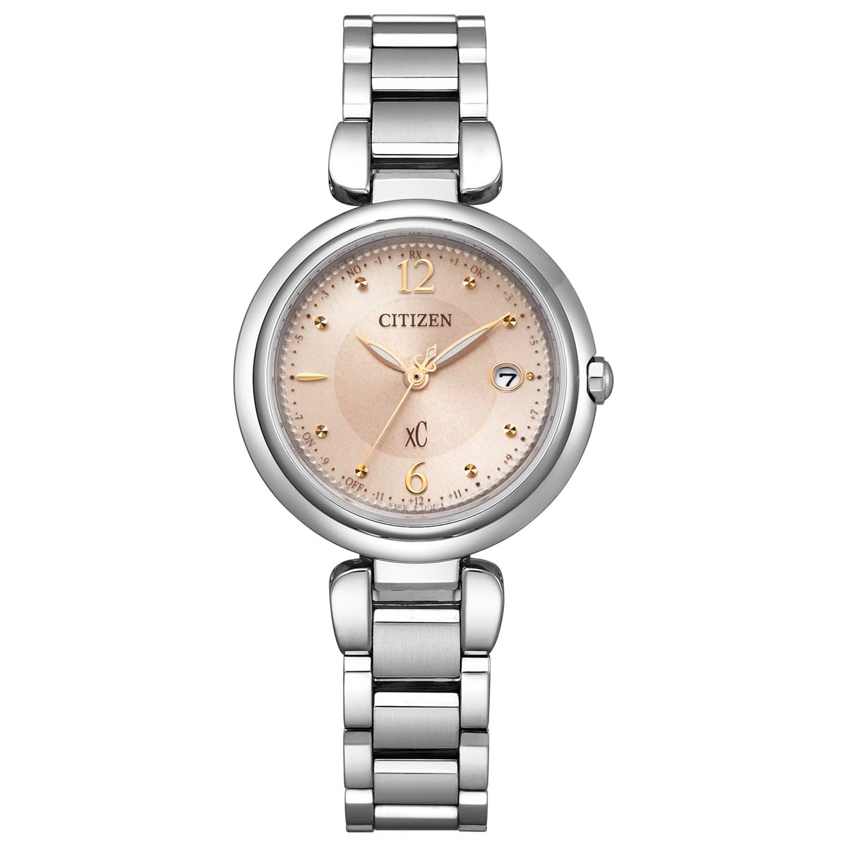 

Citizen Cross Sea Pink Beige and Silver ES9460-88W Women s Eco-Drive Light-Powered Radio-Controlled Watch, Waterproof,