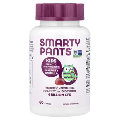 Prebiotic and Probiotic Gummies for Children, Immunity Formula, Grapes, 4 Billion CFU, 60 Pieces (2 Billion CFU Per Gummy)