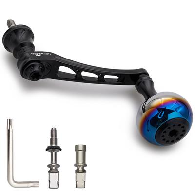 HEIGHTEN Variable Reel Handle with 30mm Handle Knob for Daiwa Shimano Universal Spinning Reel Aurora Series 55-60mm (DAIWA) (SHIMANO) (Black) (978)