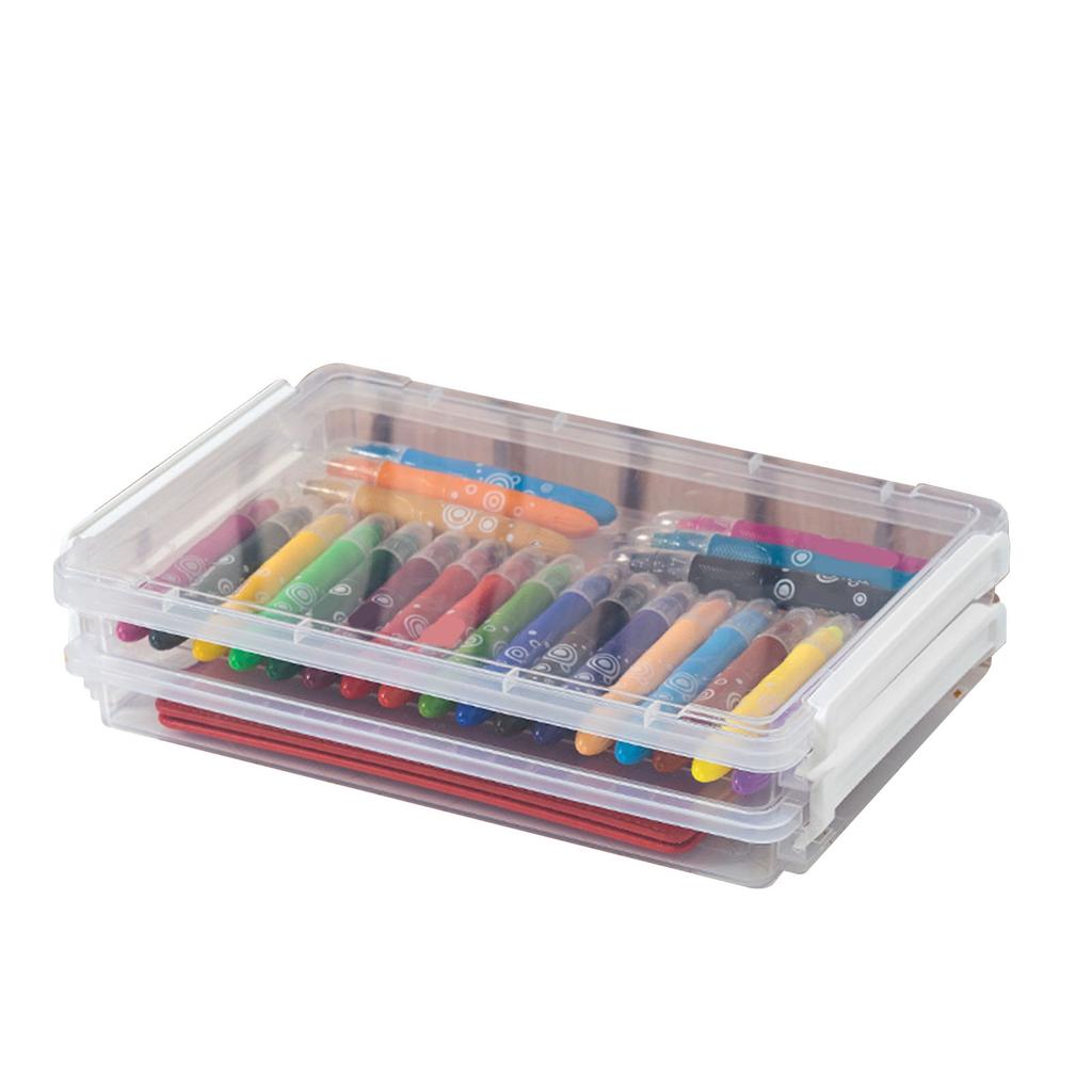 2pcs Plastic Portable File Box Stackable Dustproof Protective Clear  Document Case for Document Ph