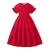 Girl's Skirt Suit Summer Dress Children 6-12Y New V-neck Short-sleeved Dress Princess Dresses