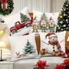 Christmas Decoration Pillowcase New Year Gift Winter Snowman Car Christmas Tree Pillow Cover Sofa Cushion Cover Home Decoration