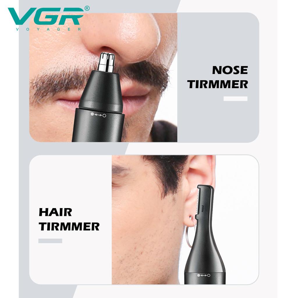 VGR 2in1 IPX 5 Waterproof Hair Removal Nose Hair Trimmer for Men&Women Grooming Beard Electric Ear Cleaner Eyebrow Trimmer for Face Body Rechargeable