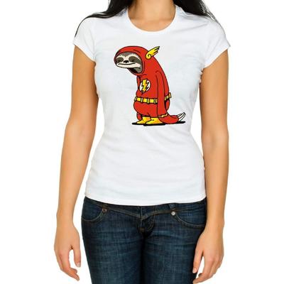 Red&White Co. Flash The Sloth Design for Woman's, Girl's, Lady's 3_4 Short Sleeve T-Shirt