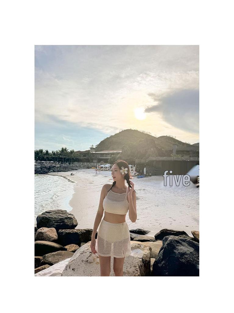 Women's Sexy Halter Lace Bikini with Skirt - Korean Style Split Swimsuit