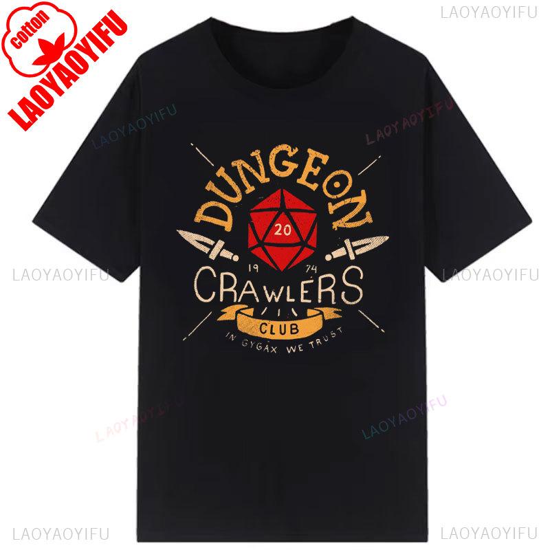 Kawaii Dungeon Meowster Classic T Shirt Retro DnD Game Fabric Graphic Tshirts Unisex Summer Commuter Cotton Clothes Ropa Hombre