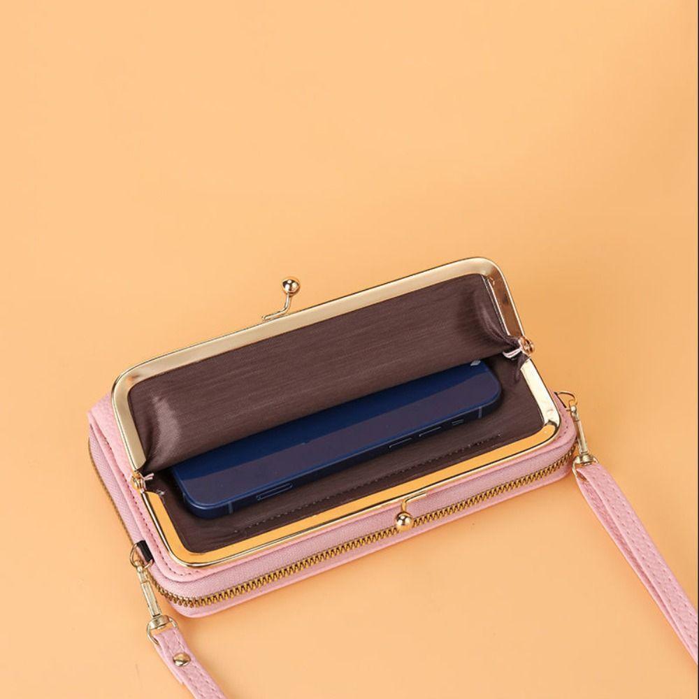 

PU Phone Crossbody Bag Zipper Women Card Holder Simple Leather Wallet Lady чорний