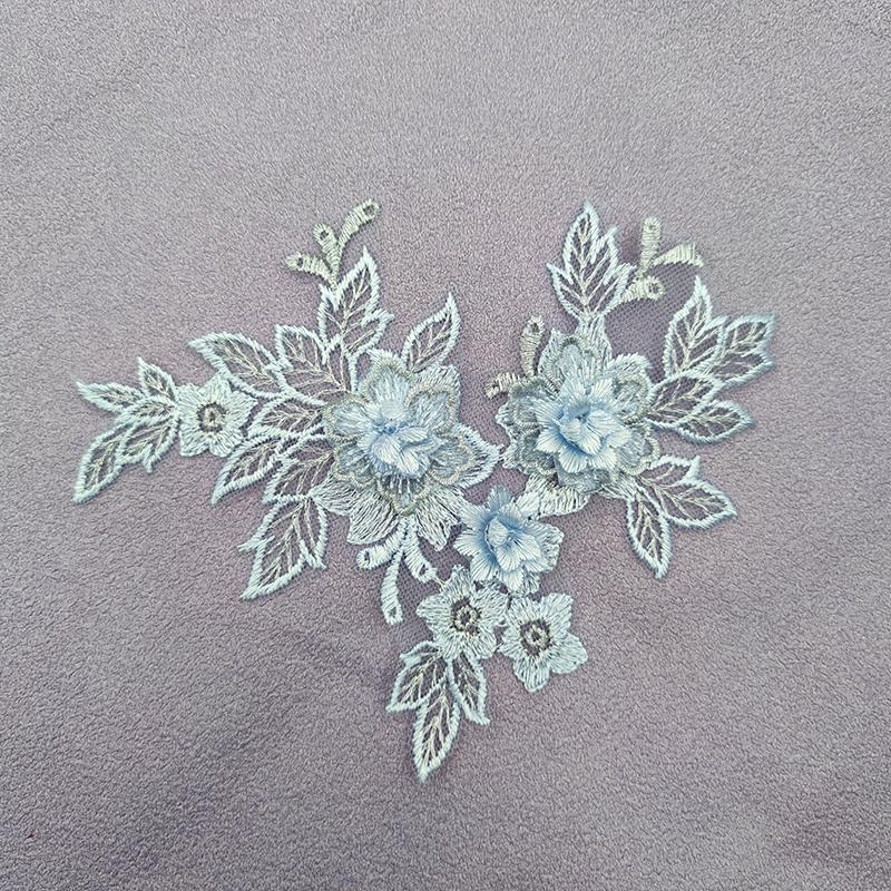 1pair Embroidered Three-dimensional Lace On Flower Wedding Dress Accessories DIY Lace Stickers Bridal Dress Decoration