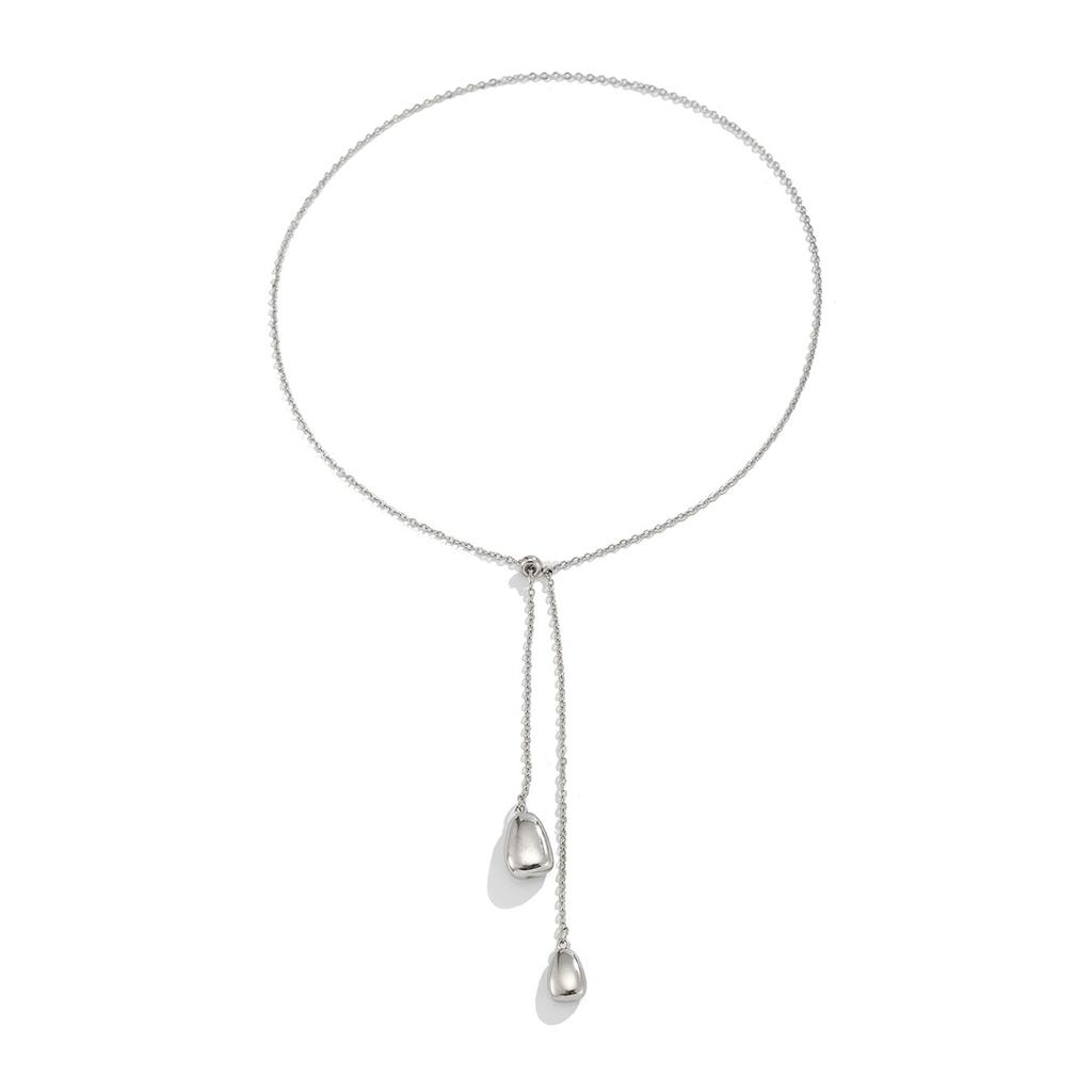 Luxury Ins Bow Plain Chain Necklace, Adjustable Minimalist Thin Snake Bone Chain Sweater Necklace