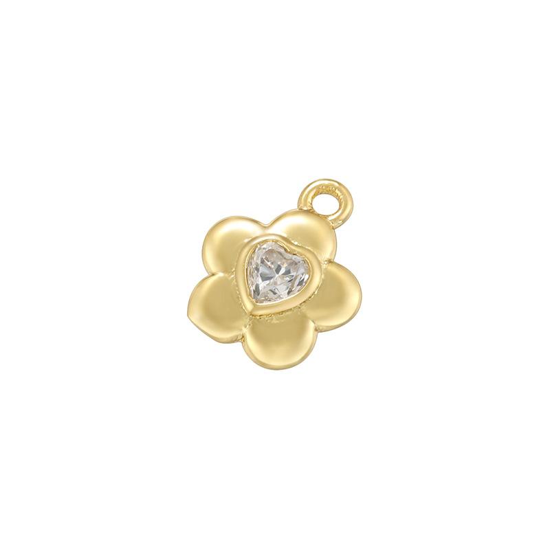 Fresh And Sweet Copper With Colored Diamonds Five-Petal Flower Pendant, Small And Exquisite Square Flower Accessories Vd1531-1532