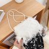Korean Style Women's Evening Bag: Turkey Feather Crossbody with Pearl Chain and Ostrich Feather Clasp