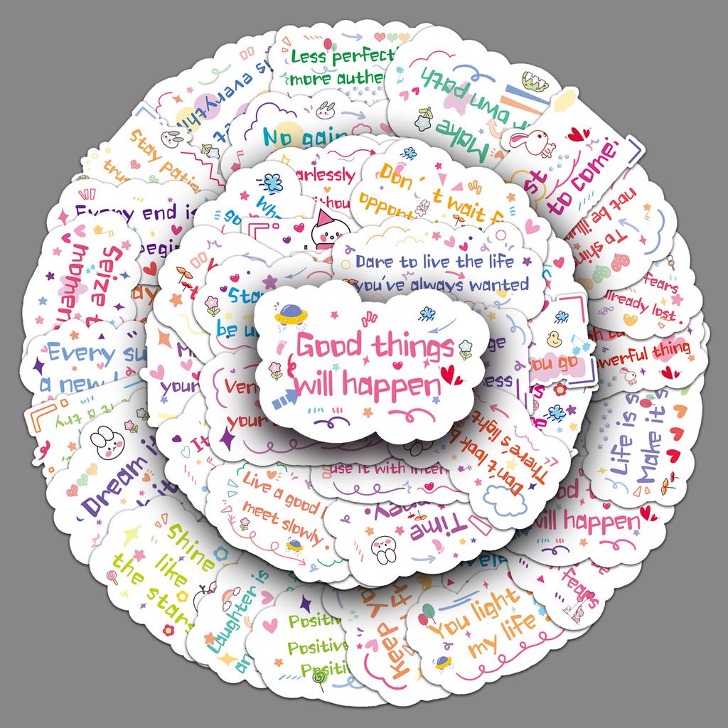 50 Inspirational English Sentences Graffiti Stickers Cartoon Slogans Short Sentences Decorative Water Cup Suitcase Mobile Phone Case Stickers