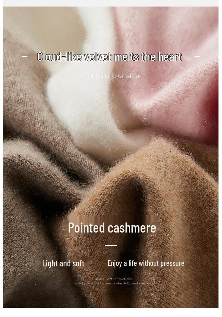Women's Long Sleeve One-Shoulder Cashmere Knit Sweater - Mid-Length, Rolled Edge, Autumn/Winter Collection