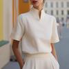 Spring/Summer Style Versatile Commuter Stand Collar Short Sleeve Shirt