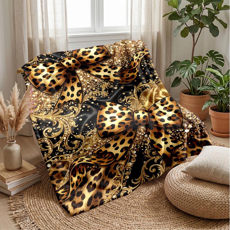 Leopard and Floral Fusion 3 Theme blanket Lightweight Warm Flannel Blanket Decorative Throw Blanket for Home Decoration