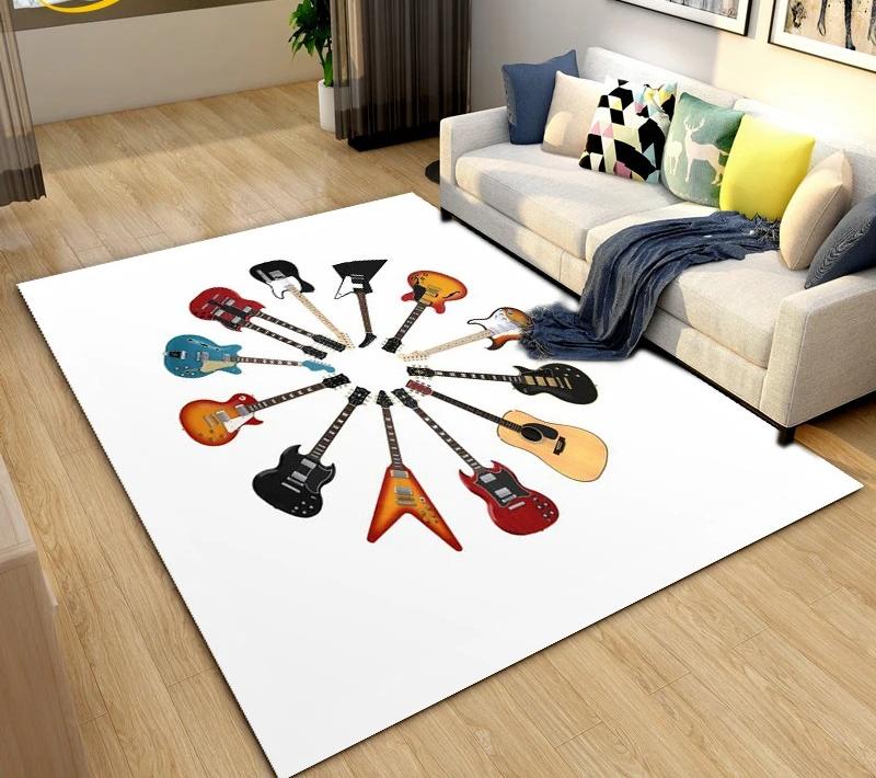 Klassische E-Gitarre Bass Teppich Schlafzimmer Zuhause Weiche Matte Waschbar Wohnzimmer Dekoration Flur Ankleidezimmer Couchtisch Teppich