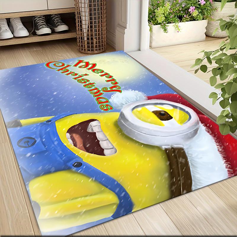 1Pc Christmas Minion Celebration Carpet Rug Soft Washable Antislip Home Living Room Sofa Mats Personalized Christmas Rug