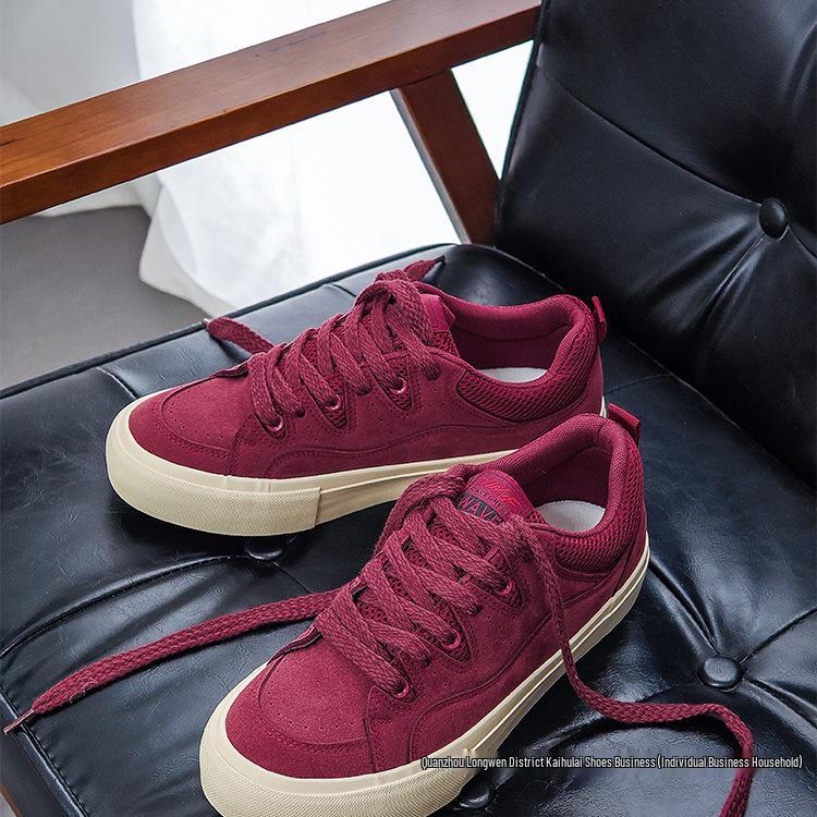 Burgunderfarbene Herren-Trend-Canvas-Sneaker: Vielseitiges, atmungsaktives Mesh für Freizeitsport und Sommer-Style
